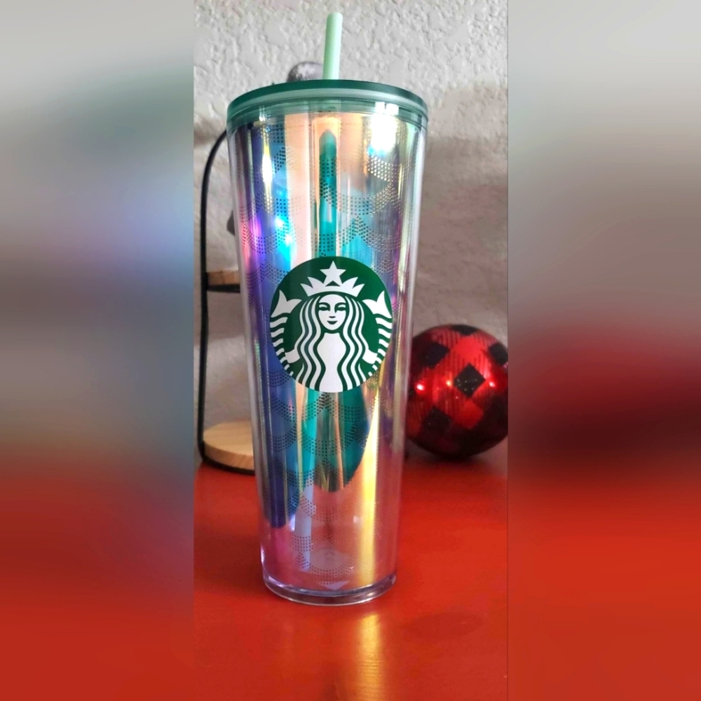 Starbucks Mermaid Iridescent Siren Scales Reusable Venti 24 Oz Cold Cup